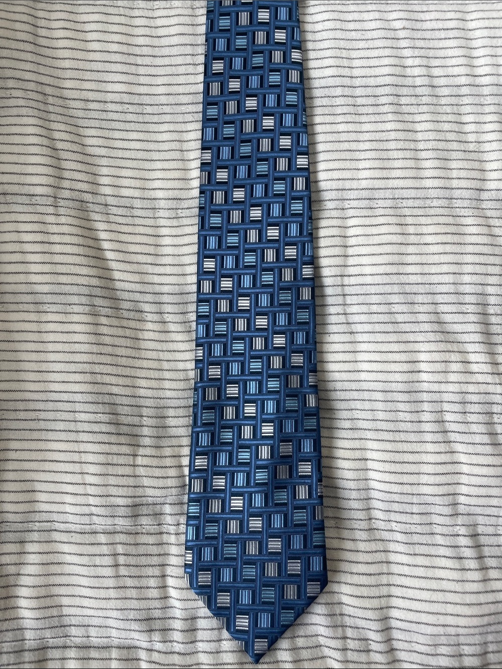 Pierre Cardin Blue Geometric Woven Men's Tie